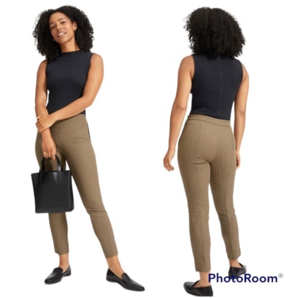 EVERLANE Side-Zip Work Pants in Brown Houndstooth, size 6